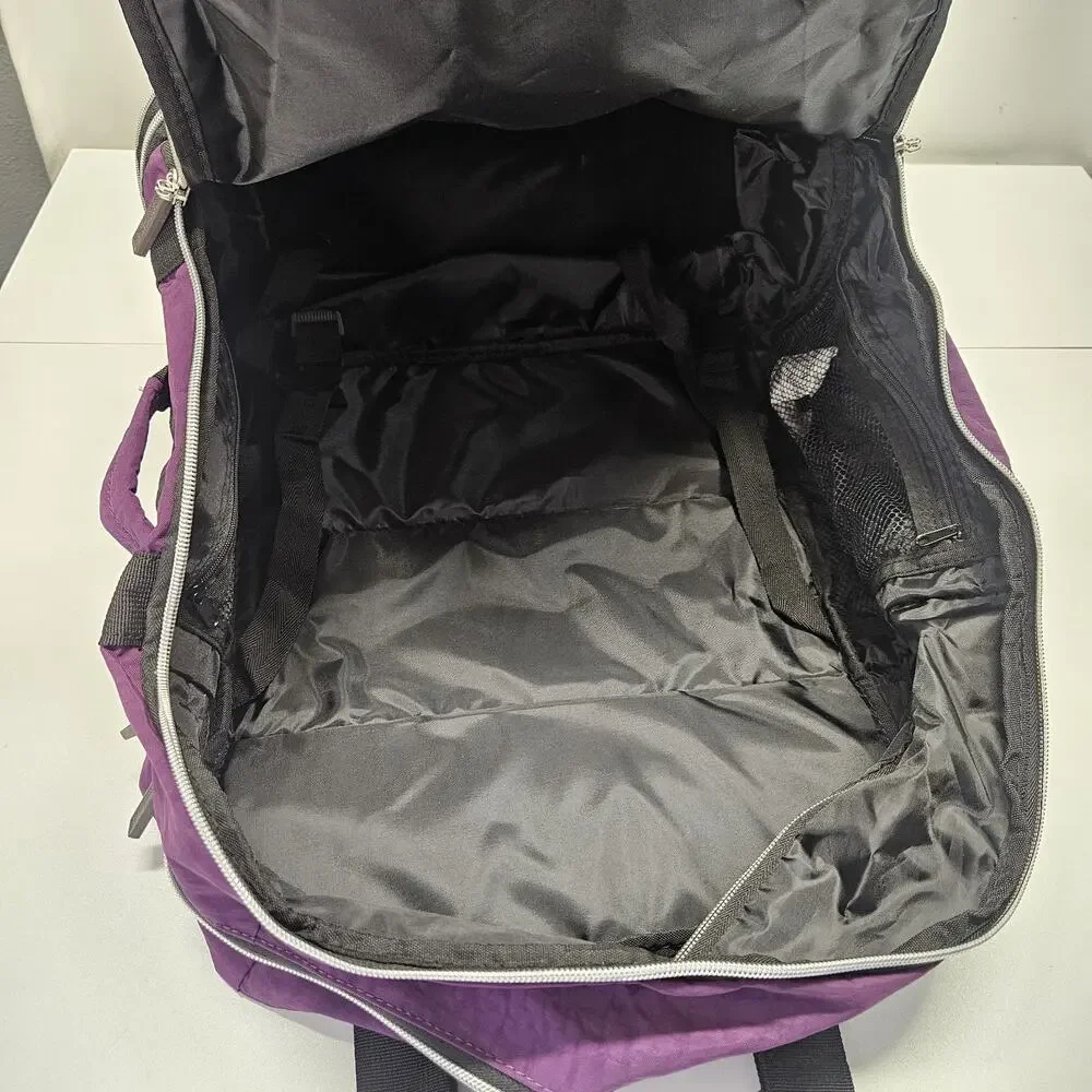 Biaggi Zipsak Folding Expandable Luggage Carry-On Roll Spinner Purple Nylon